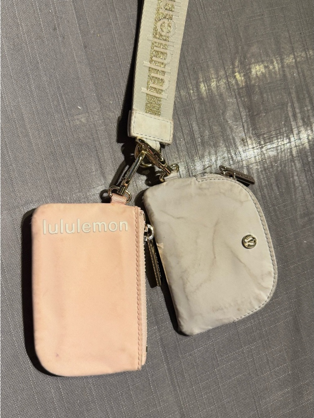lululemon Pink & Light Gray Key Pouch Duo